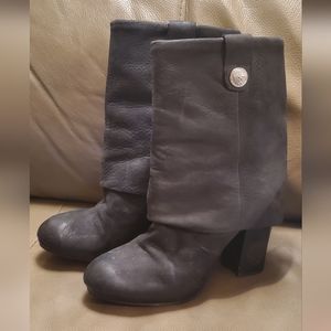 Vince Camuto Black Leather Heel Boots sz 38 / 8B